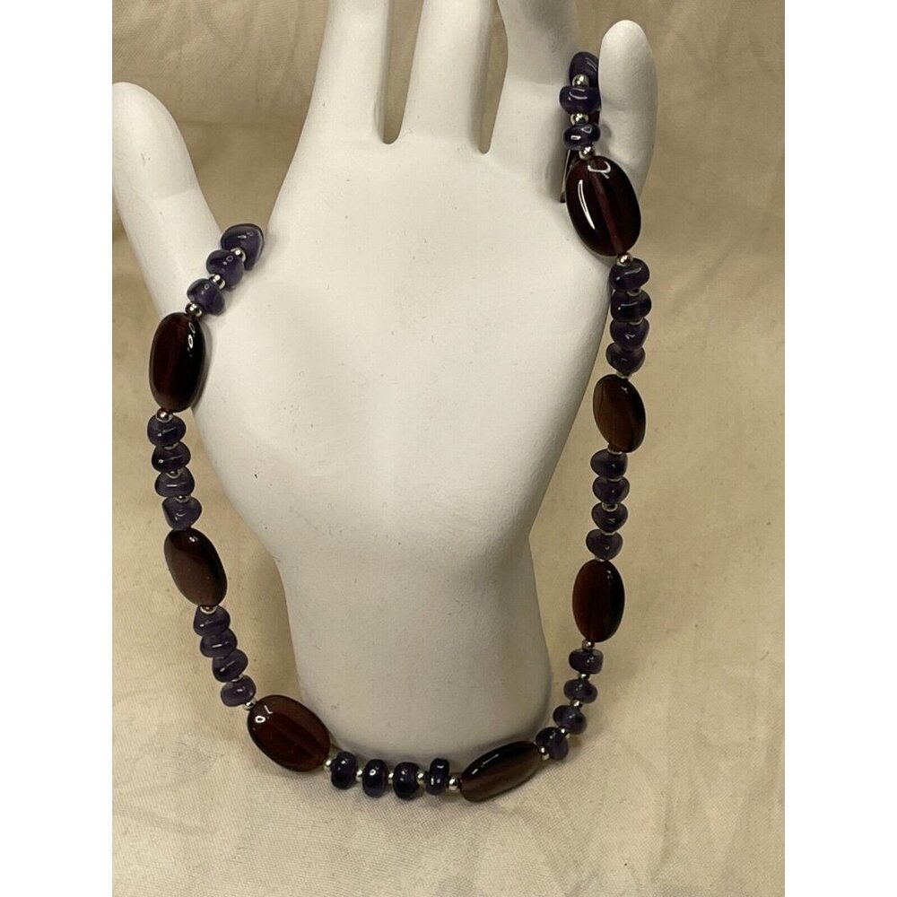 Chaps Ralph Lauren Vintage Amethyst Gemstone Glass Beaded Necklace